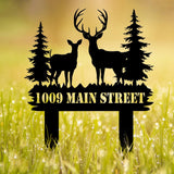 Personalized Deer Metal Address Sign - Custom House Number Plaque for Outdoor Decor - Perfect Rustic Gift for Yard, Cabin, or Home!