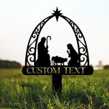 Personalized Holy Family Nativity Metal Sign: Ideal for Christmas lawn or home decor. A meaningful, custom gift .