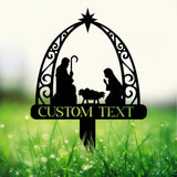 Personalized Holy Family Nativity Metal Sign: Ideal for Christmas lawn or home decor. A meaningful, custom gift .