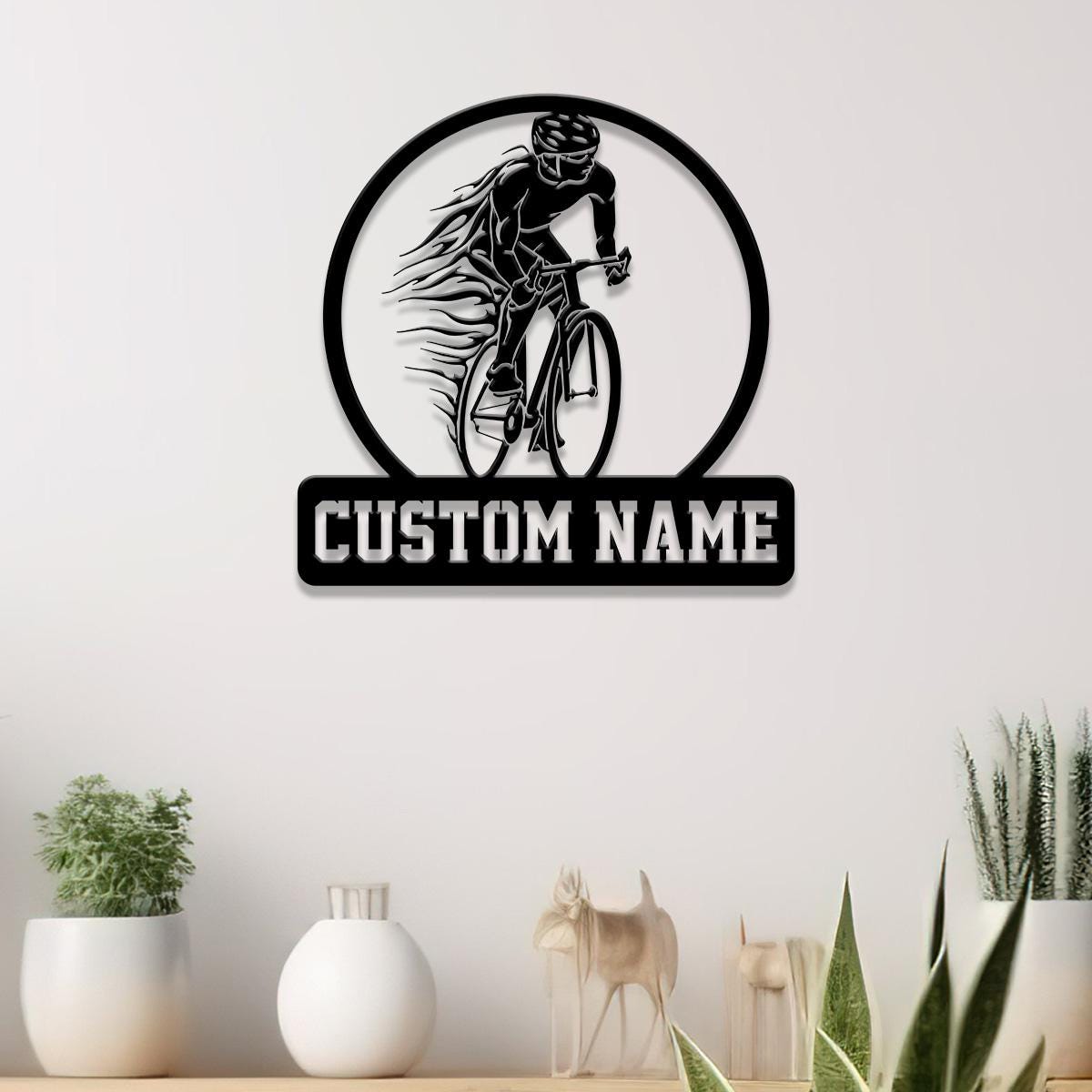 Custom Name Road Bike Metal Sign with Led Light, Man Road Bike Racing Wall Art, Personalized Cycling Sign, Bicycle Wall Decor, Bicycle Sign