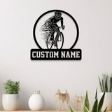 Custom Name Road Bike Metal Sign with Led Light, Man Road Bike Racing Wall Art, Personalized Cycling Sign, Bicycle Wall Decor, Bicycle Sign
