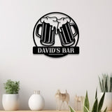 Custom Beer Bar Pub Metal Sign with Led Light, Personalized Beer Mug Cheers Name Sign Home Decor, Bar Pub Decoration Dinking Man Cave