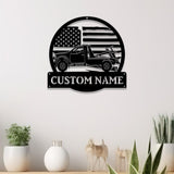 Custom US Rotator Tow Truck Driver Metal Sign with LED Light, Personalized Trucker Name Sign, Heavy Duty Wrecker Decoration, Christmas Gift
