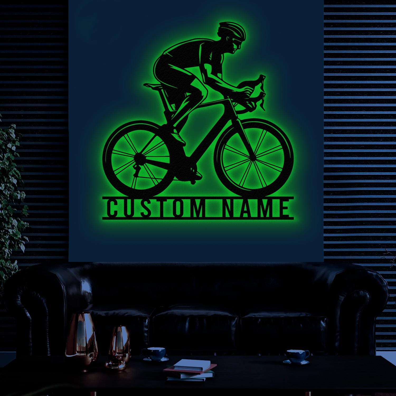 Custom Road Bike Racing Metal Sign with LED Light, Personalized Bicycle Lover Name Sign, Biker Decoration, Christmas Gifts, Racer Gifts