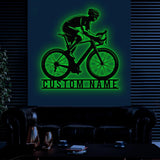 Custom Road Bike Racing Metal Sign with LED Light, Personalized Bicycle Lover Name Sign, Biker Decoration, Christmas Gifts, Racer Gifts