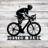 Custom Road Bike Racing Metal Sign with LED Light, Personalized Bicycle Lover Name Sign, Biker Decoration, Christmas Gifts, Racer Gifts