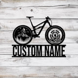 Custom Cyclist Mountain Bike Metal Sign with LED Light, Personalized Bicycle MTB Name Sign, Biker Decoration, Racer Gifts, Christmas Gifts