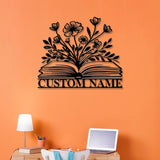 Personalized Floral Books Metal Sign, Custom Library Sign, Bookworm Sign, Book Club Decor, Reading Room Sign, Books Metal Wall Art