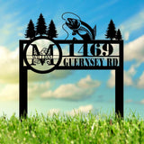 Custom Trout Fishing Address Sign, Custom Fishing Sign, Outdoor Fishing Yard Stake, Fish Address Stake, Outdoor Decor, House Numbers Sign