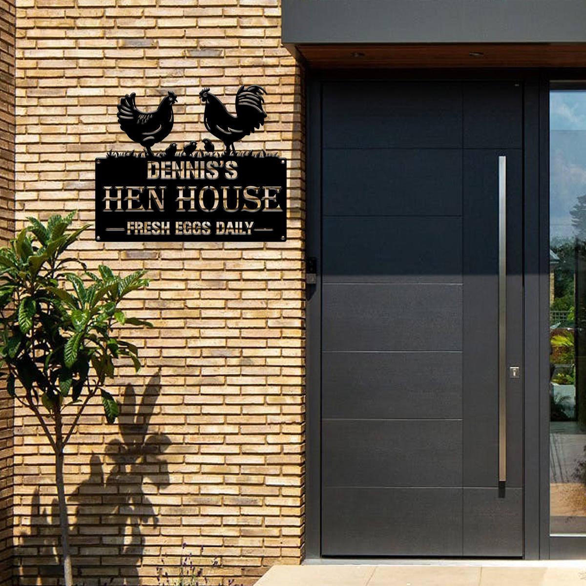 Personalized Hen House Sign with Led Light, Chicken Coop Sign, Farm Metal Sign, Metal Farm Coop Sign, Custom Chicken Coop Sign