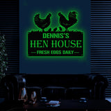 Personalized Hen House Sign with Led Light, Chicken Coop Sign, Farm Metal Sign, Metal Farm Coop Sign, Custom Chicken Coop Sign