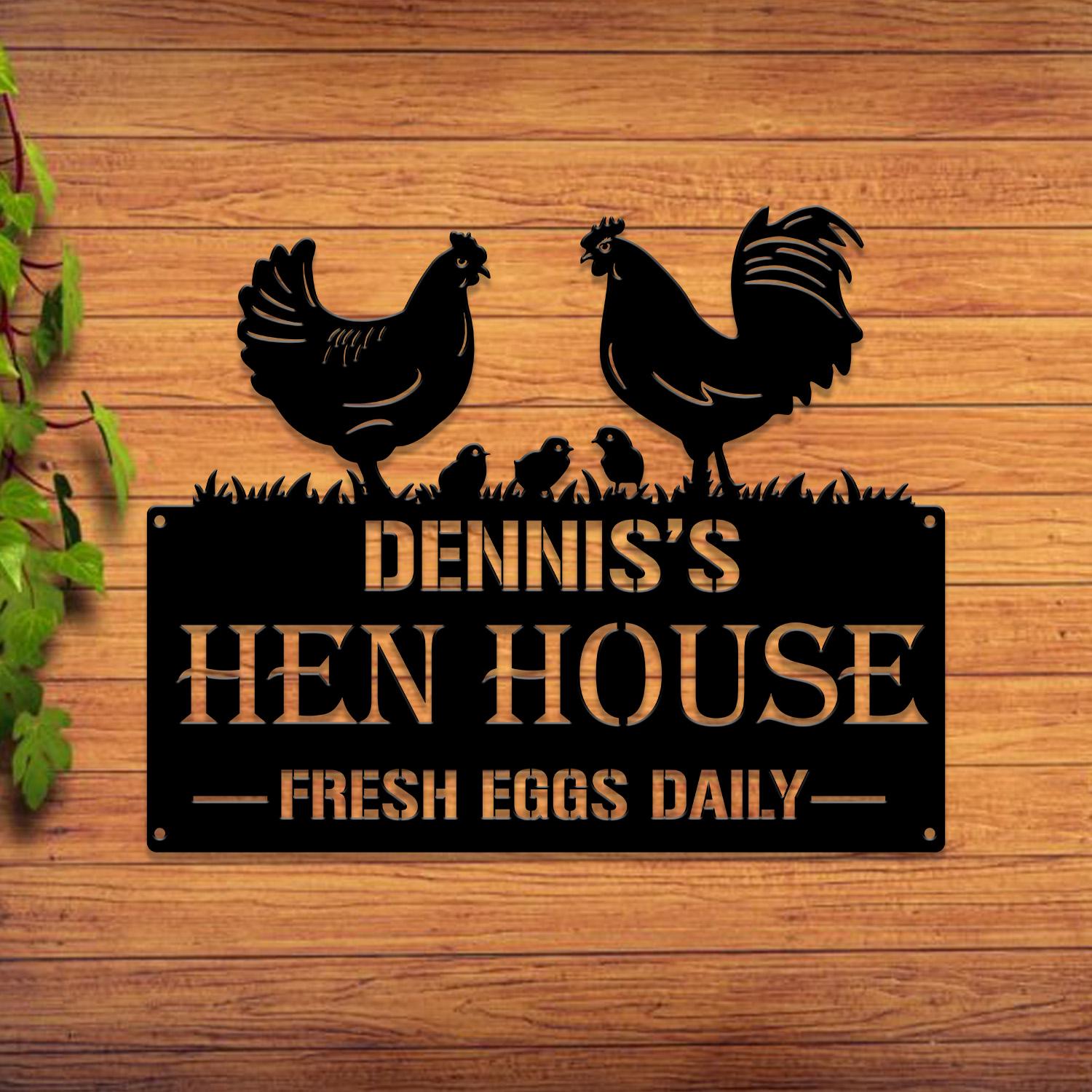 Personalized Hen House Sign with Led Light, Chicken Coop Sign, Farm Metal Sign, Metal Farm Coop Sign, Custom Chicken Coop Sign
