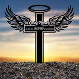 Personalized Angel Wings Metal Cross Memorial Stake, In Memory Cross, Grave Marker, Custom Cross Stake, Sympathy Gift, Remembrance Stake