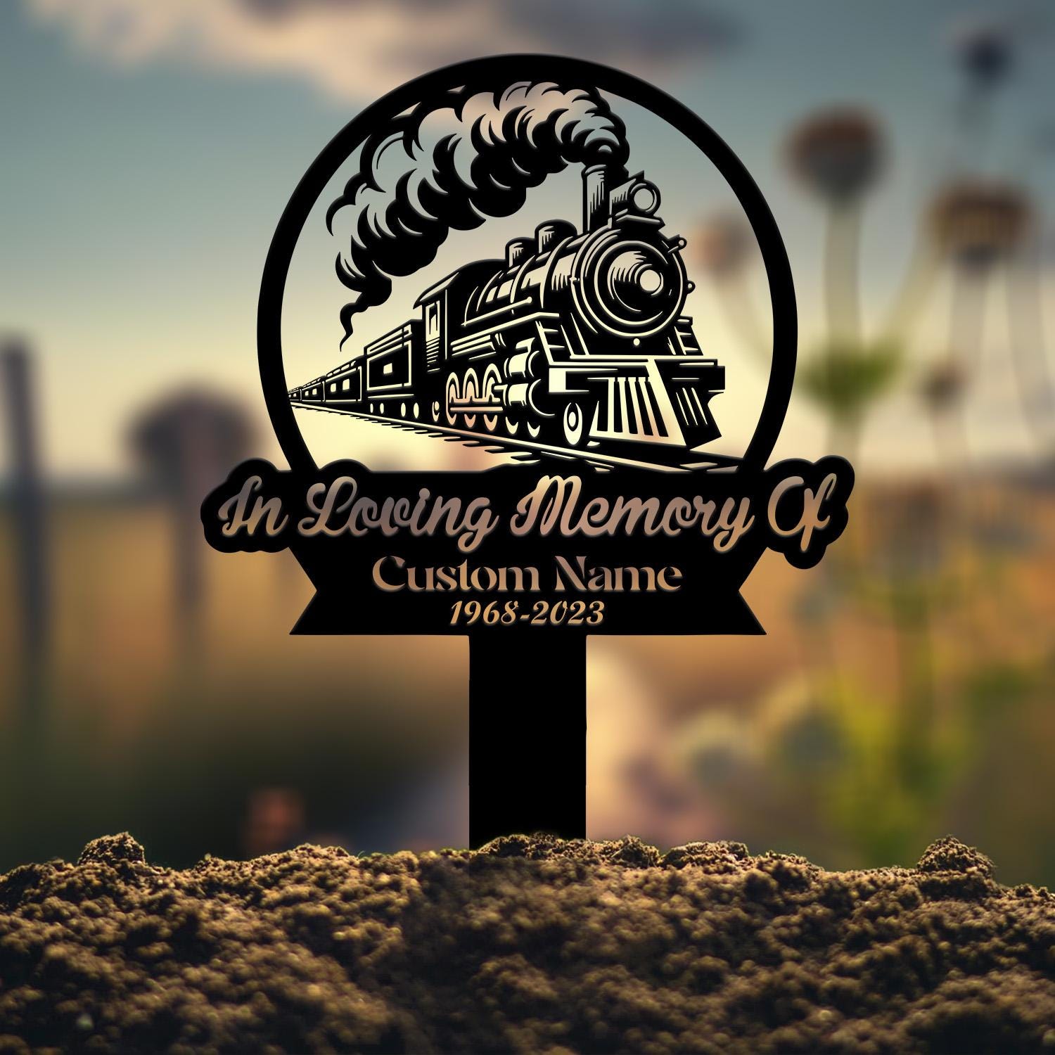 Custom Train Memorial Plaque Stake, Personalized Train Driver Grave Marker Name Sign, Remembrance Stake Sympathy Sign