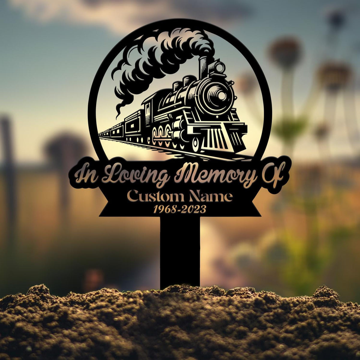Custom Train Memorial Plaque Stake, Personalized Train Driver Grave Marker Name Sign, Remembrance Stake Sympathy Sign
