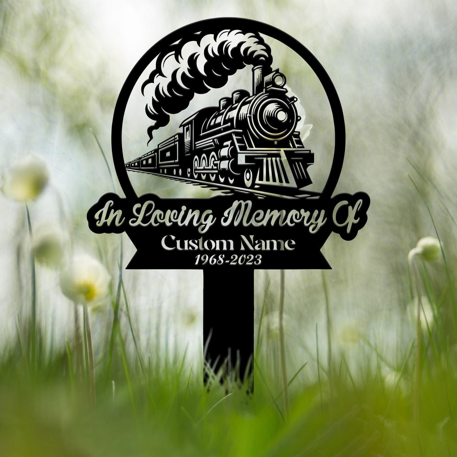 Custom Train Memorial Plaque Stake, Personalized Train Driver Grave Marker Name Sign, Remembrance Stake Sympathy Sign