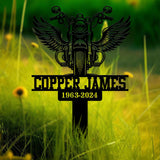 Custom Motorcycle with Wings Memorial Plaque Stake, Personalized Rider Memorial Metal Stake, Biker Name Sign, Sympathy Sign, Grave Marker