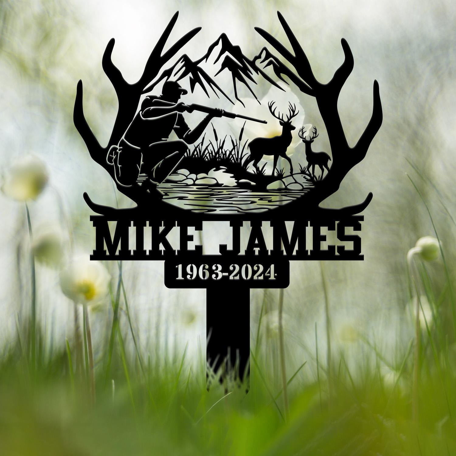 Custom Hunting Memorial Plaque Stake, Memorial Grave Marker, Hunter Memorial Stake For Grave, Hunter Loss, Dad Loss, Hunter Sign