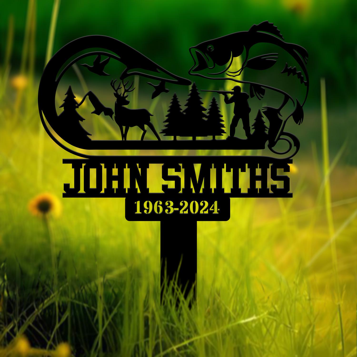 Custom Hunting Scene Memorial Plaque Stake, Fishing Stake, Fisher Loss, Hunter loss , Grave Marker, In Memorial Of, Hunter Loss