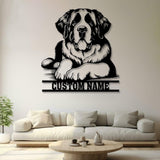 Custom Metal Saint Bernard Sign with Led Light, Saint Bernard Name Gift, Gift For Dog Lover, Dog Monogram Metal Sign, Dog Mom Gift