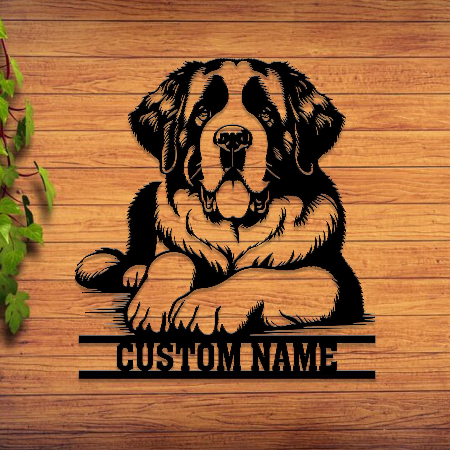 Custom Metal Saint Bernard Sign with Led Light, Saint Bernard Name Gift, Gift For Dog Lover, Dog Monogram Metal Sign, Dog Mom Gift