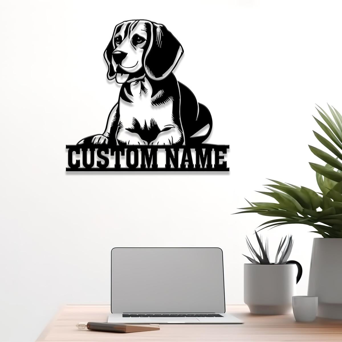 Custom Metal Beagle Sign with Led Light, Beagle Dog Name Gift, Gift For Dog Lover, Dog Monogram Metal Sign, Dog Mom Gift