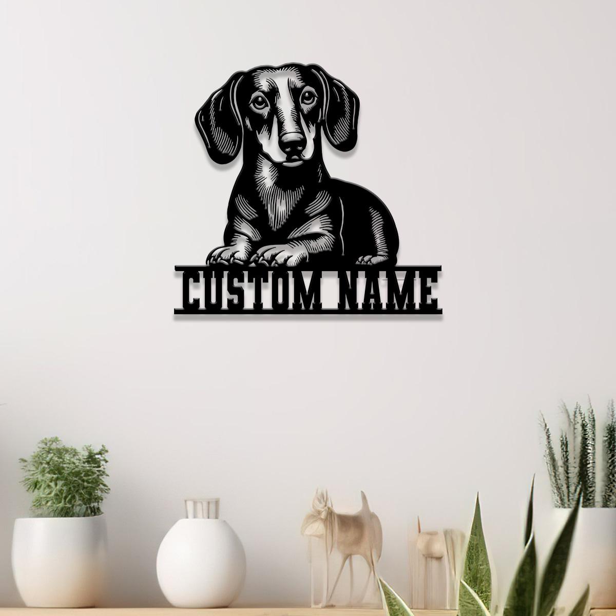 Custom Metal Dachshund Sign with Led Light, Dachshund Dog Name Gift, Gift For Dog Lover, Dog Monogram Metal Sign, Dog Mom Gift