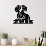 Custom Metal Dachshund Sign with Led Light, Dachshund Dog Name Gift, Gift For Dog Lover, Dog Monogram Metal Sign, Dog Mom Gift