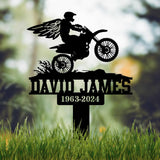 Custom Dirt Bike Motocross Memorial Metal Stake, Biker Memorial Stake, Motorcycle with Wings Metal Sign, Biker Name Sign, Loss of Loved One