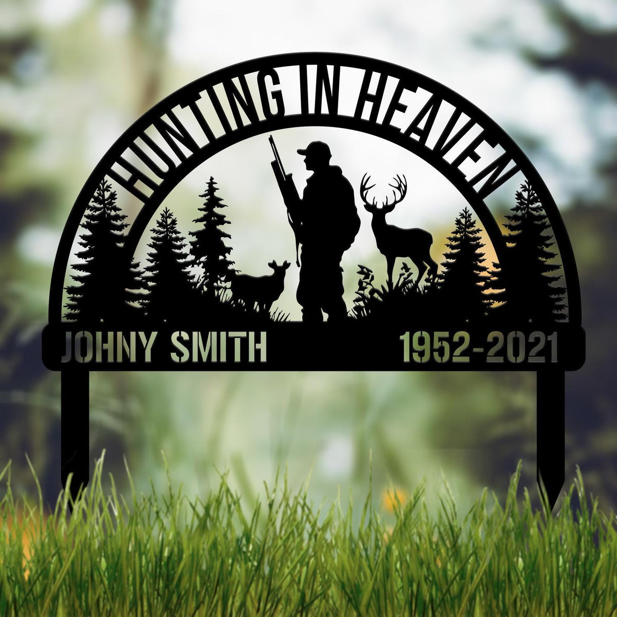 Custom Deer Hunting Memorial Stake, Personalized Hunting Memorial Plaque, Loss of Loved One, Hunter Loss, Grave Marker, Dad Lost