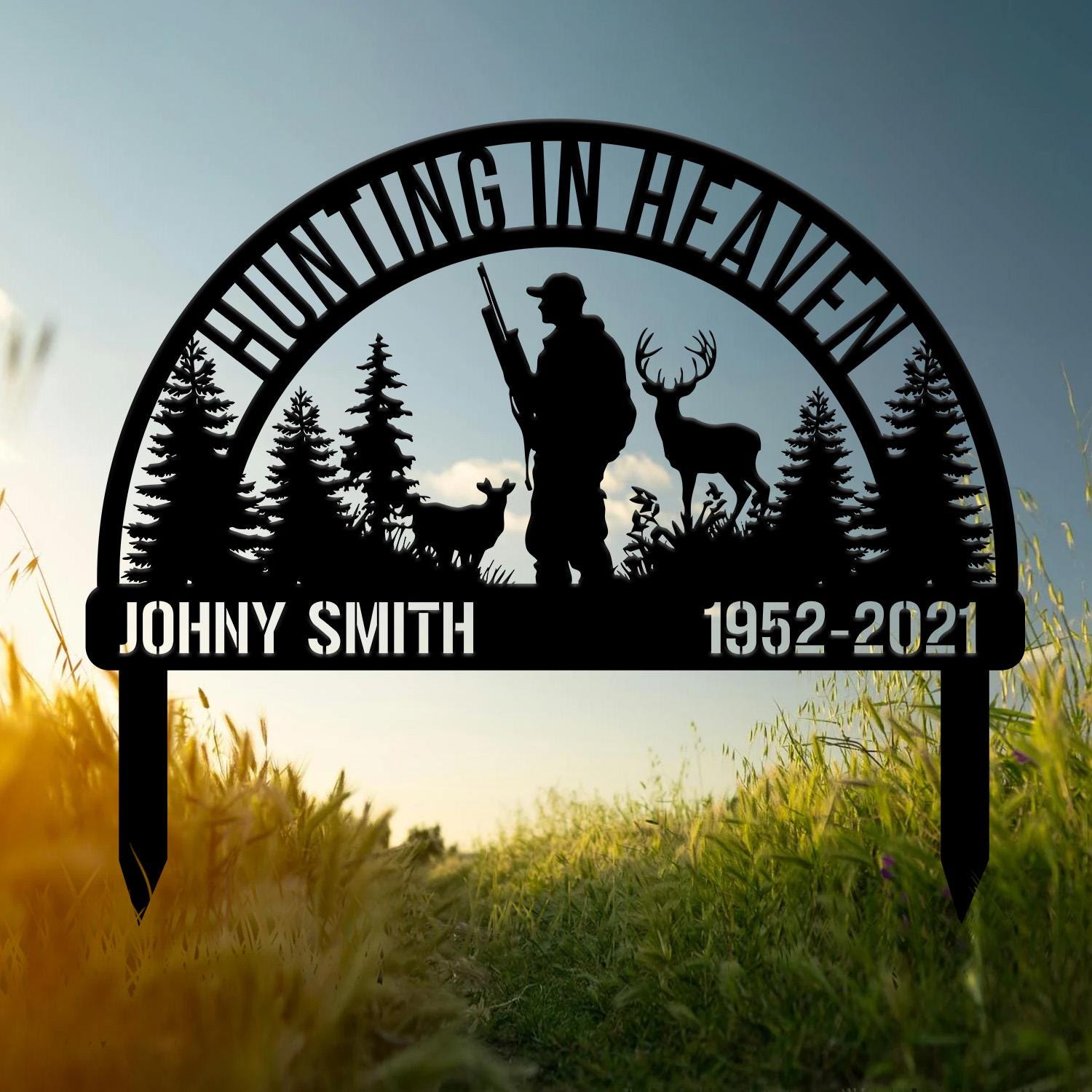 Custom Deer Hunting Memorial Stake, Personalized Hunting Memorial Plaque, Loss of Loved One, Hunter Loss, Grave Marker, Dad Lost
