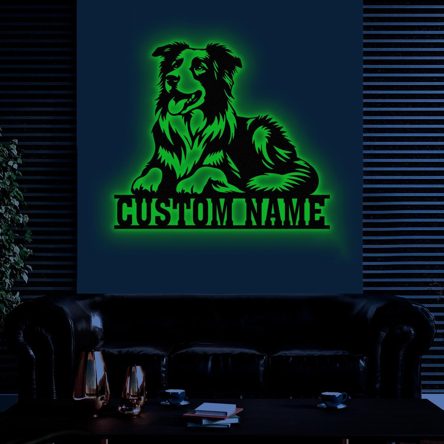 Custom Metal Border Collie Sign with Led Light, Border Collie Family Name Gift, Gift For Dog Lover, Dog Monogram Metal Sign, Dog Mom Gifts