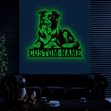 Custom Metal Border Collie Sign with Led Light, Border Collie Family Name Gift, Gift For Dog Lover, Dog Monogram Metal Sign, Dog Mom Gifts