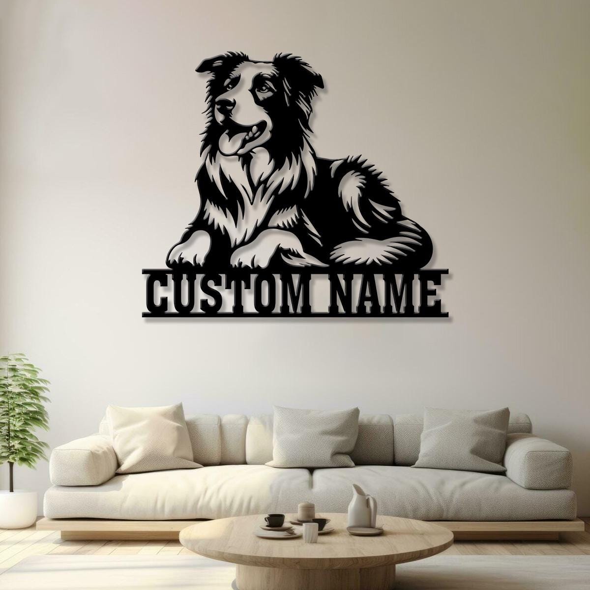 Custom Metal Border Collie Sign with Led Light, Border Collie Family Name Gift, Gift For Dog Lover, Dog Monogram Metal Sign, Dog Mom Gifts