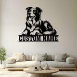 Custom Metal Border Collie Sign with Led Light, Border Collie Family Name Gift, Gift For Dog Lover, Dog Monogram Metal Sign, Dog Mom Gifts