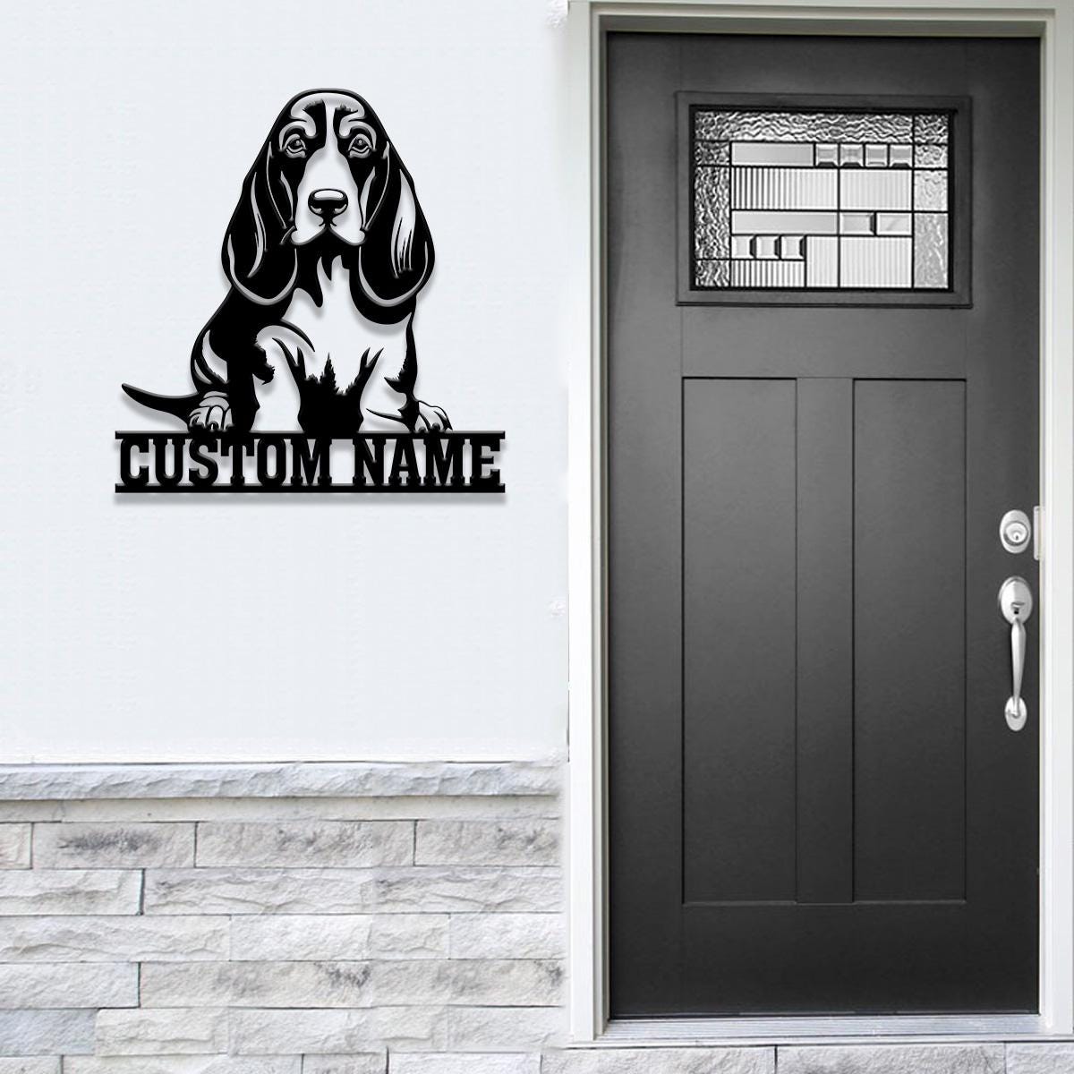 Custom Metal Basset Hound Sign with Led Light, Basset Hound Family Name Gift, Gift For Dog Lover, Dog Monogram Metal Sign, Dog Mom Gifts