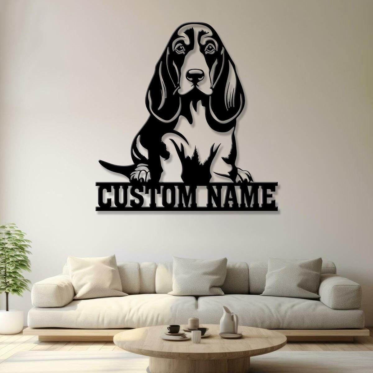 Custom Metal Basset Hound Sign with Led Light, Basset Hound Family Name Gift, Gift For Dog Lover, Dog Monogram Metal Sign, Dog Mom Gifts