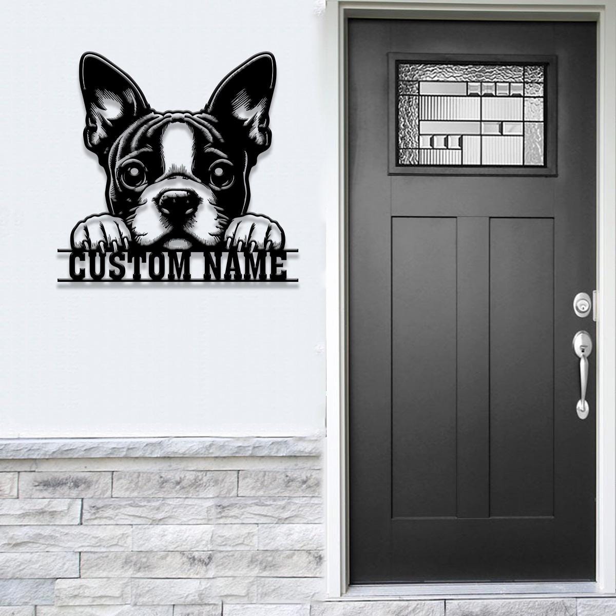 Custom Metal Boston Terrier Sign with Led Light, Boston Terrier Family Name Gift, Gift For Dog Lover, Dog Monogram Metal Sign, Dog Mom Gifts