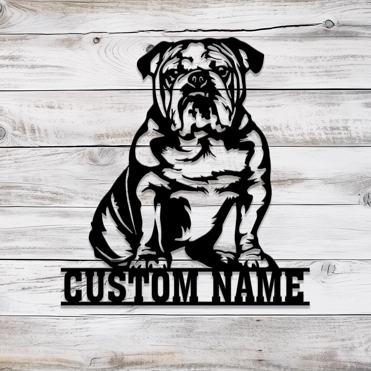 Custom Metal English Bulldog Sign with Led Light, English Bulldog Family Name Gift, Gift For Dog Lover, Dog Monogram Sign, Dog Mom Gifts