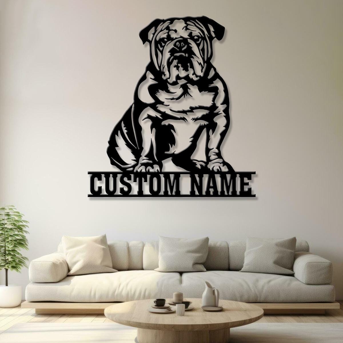 Custom Metal English Bulldog Sign with Led Light, English Bulldog Family Name Gift, Gift For Dog Lover, Dog Monogram Sign, Dog Mom Gifts