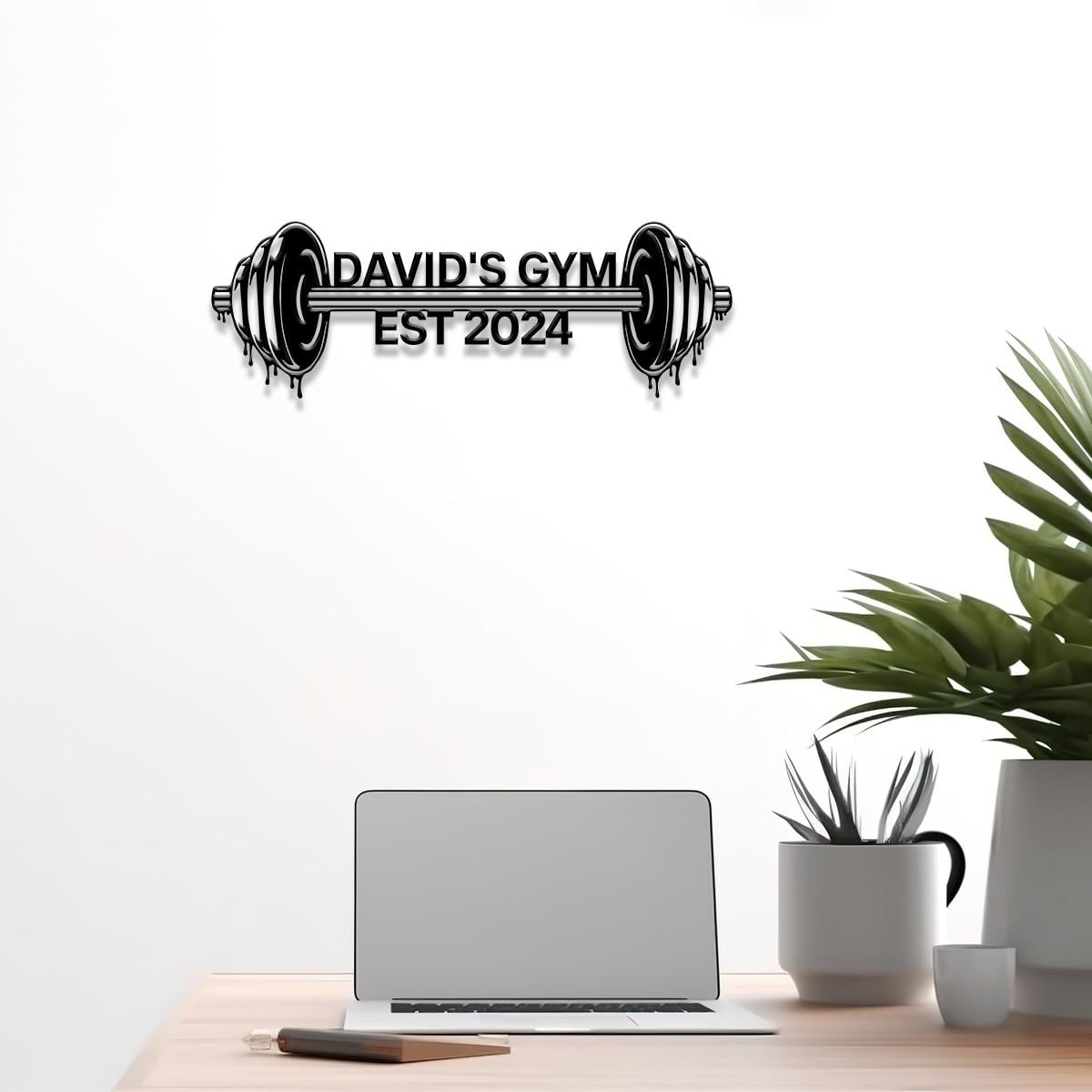 Custom Name Home Gym Metal Sign, Powerlifting Metal Wall Art, Personalized Home Gym Sign, Fitness Decor, Gift for Dad Husband