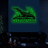 Custom Alligator Metal Sign with Led Light, Personalized Crocodile Name Sign, Nursery Swamp Animal Decoration, Housewarming Gift