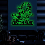 Custom Alligator Metal Sign with Led Light, Personalized Crocodile Name Sign, Nursery Swamp Animal Decoration, Housewarming Gift