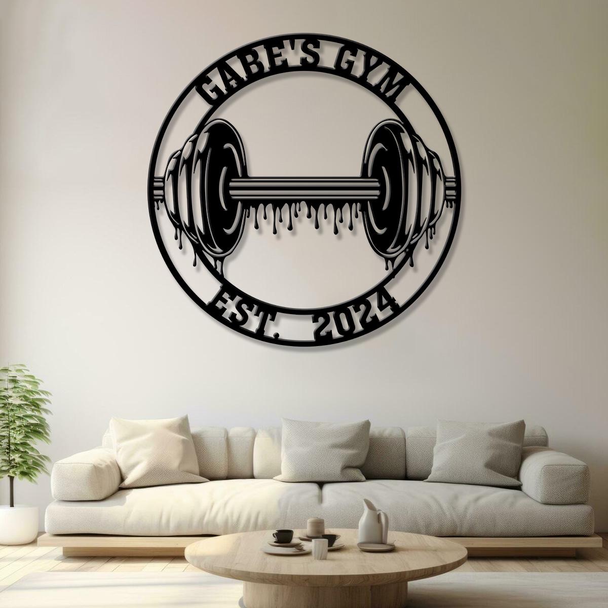 Custom Name Home Gym Metal Sign, Powerlifting Metal Wall Art, Personalized Home Gym Sign, Fitness Decor, Gift for Dad Husband
