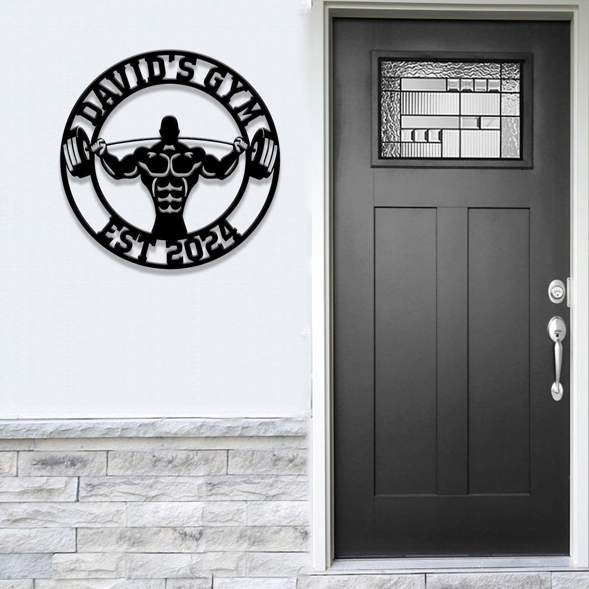 Custom Name Home Gym Metal Sign, Powerlifting Metal Wall Art, Personalized Home Gym Sign, Fitness Decor, Gift for Dad Husband