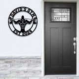 Custom Name Home Gym Metal Sign, Powerlifting Metal Wall Art, Personalized Home Gym Sign, Fitness Decor, Gift for Dad Husband