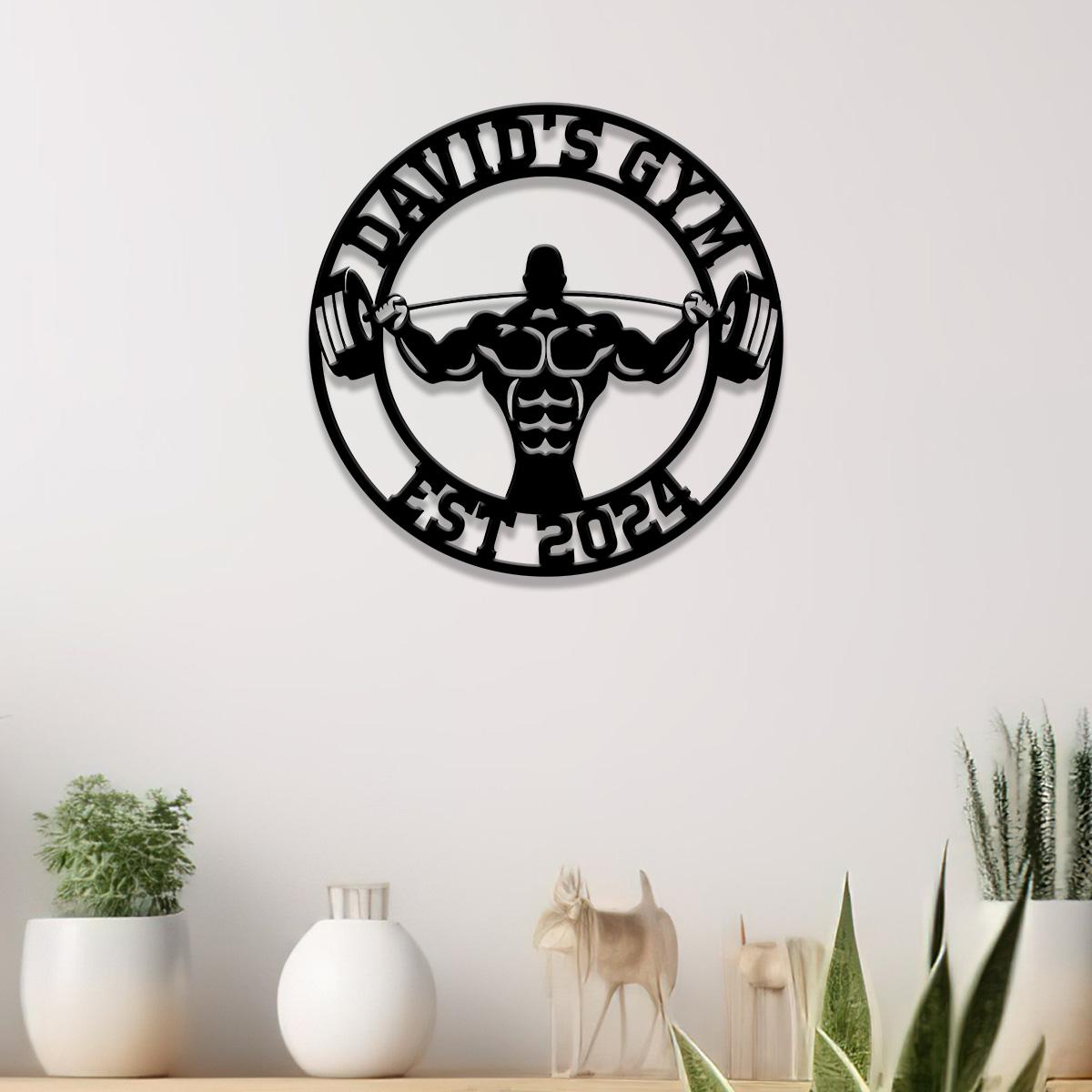Custom Name Home Gym Metal Sign, Powerlifting Metal Wall Art, Personalized Home Gym Sign, Fitness Decor, Gift for Dad Husband