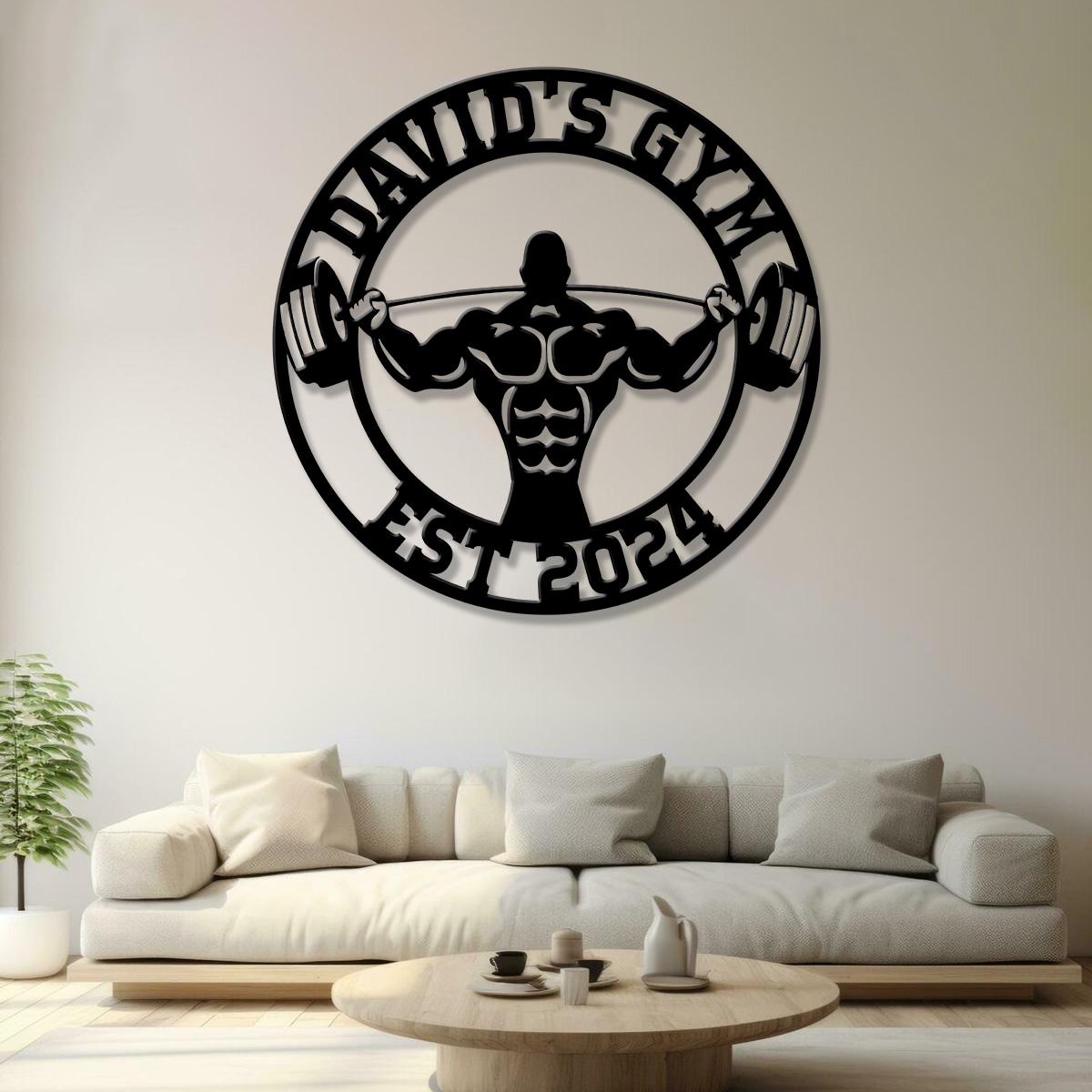 Custom Name Home Gym Metal Sign, Powerlifting Metal Wall Art, Personalized Home Gym Sign, Fitness Decor, Gift for Dad Husband