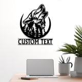 Personalized Wolf Howling Metal Ranch Sign with Led Light, Custom Wolf Name Sign, Weatherproof Sign, Farm Sign, Custom Metal Cabin Sign