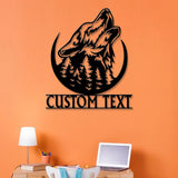 Personalized Wolf Howling Metal Ranch Sign with Led Light, Custom Wolf Name Sign, Weatherproof Sign, Farm Sign, Custom Metal Cabin Sign